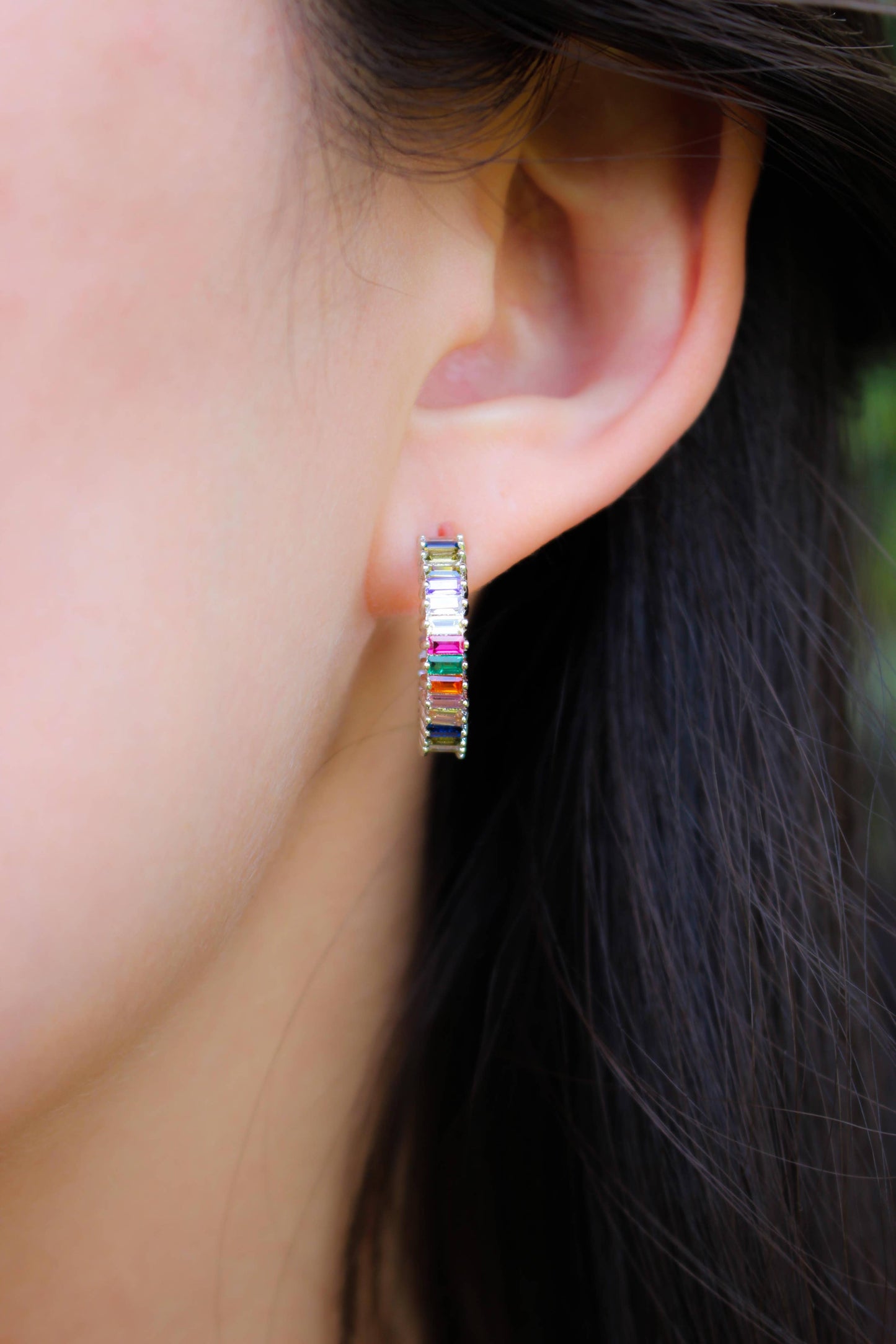 Rainbow Shimmer Hoops Gold