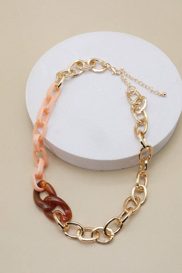 Peach Tortoise Acrylic Gold Chain - Best & Co. Boutique