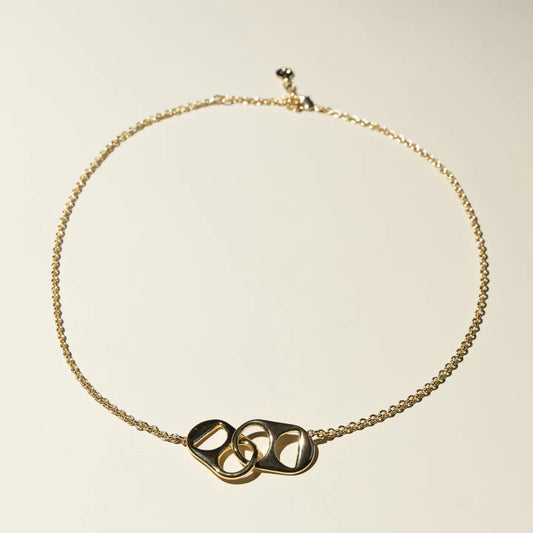 soda top necklace gold NICKLE & SUEDE