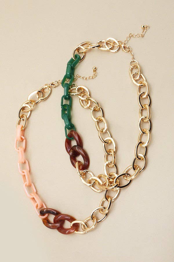 Peach Tortoise Acrylic Gold Chain - Best & Co. Boutique