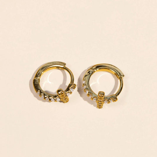 Divine Cross Huggie Earrings