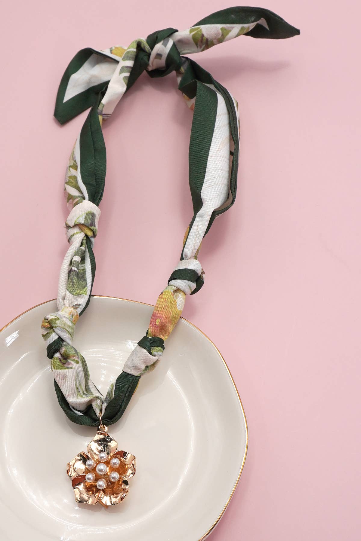 Pearl Flower Charm Scarf Necklace - Best & Co. Boutique