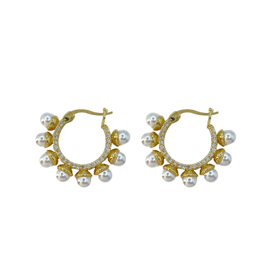 Touch of Pearls Hoops - Best & Co. Boutique