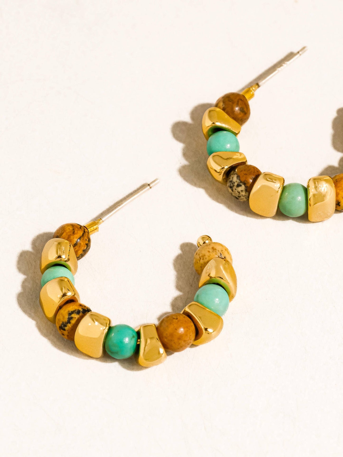 Noisette Boho Beaded Hoops | Green