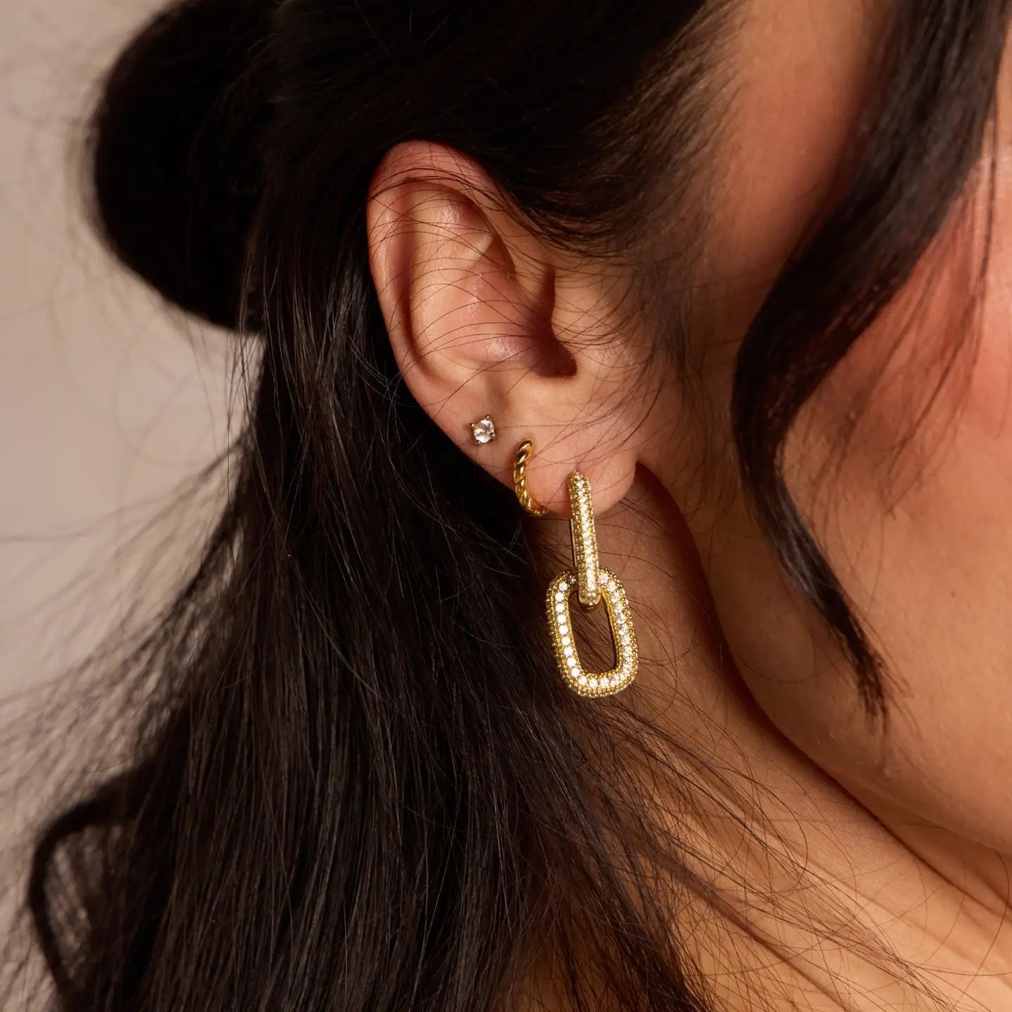 Golden Hour Double Pave Link Hoops