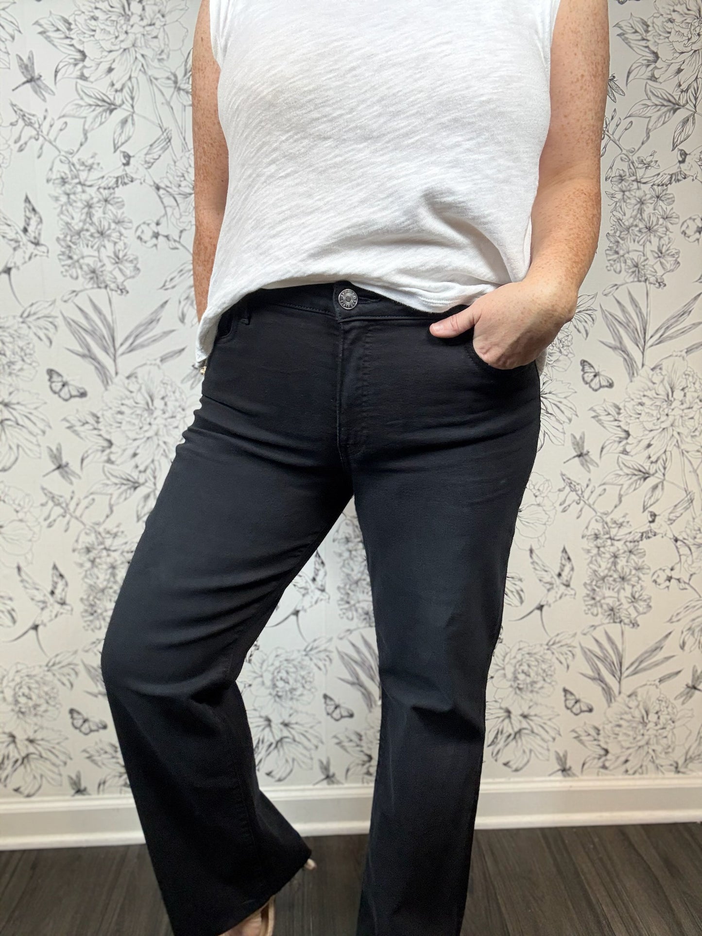 Kelsey Black Washed Ankle Flare