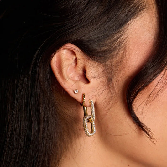 Golden Hour Double Pave Link Hoops