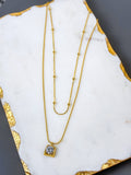 Daphne Double Strand Square CZ Necklace, Waterproof, Mila & Stevie