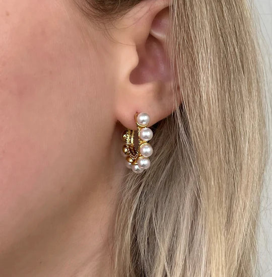 Touch of Pearls Hoops - Best & Co. Boutique