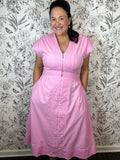 Pink Stitched Midi Dress Zip Up THML