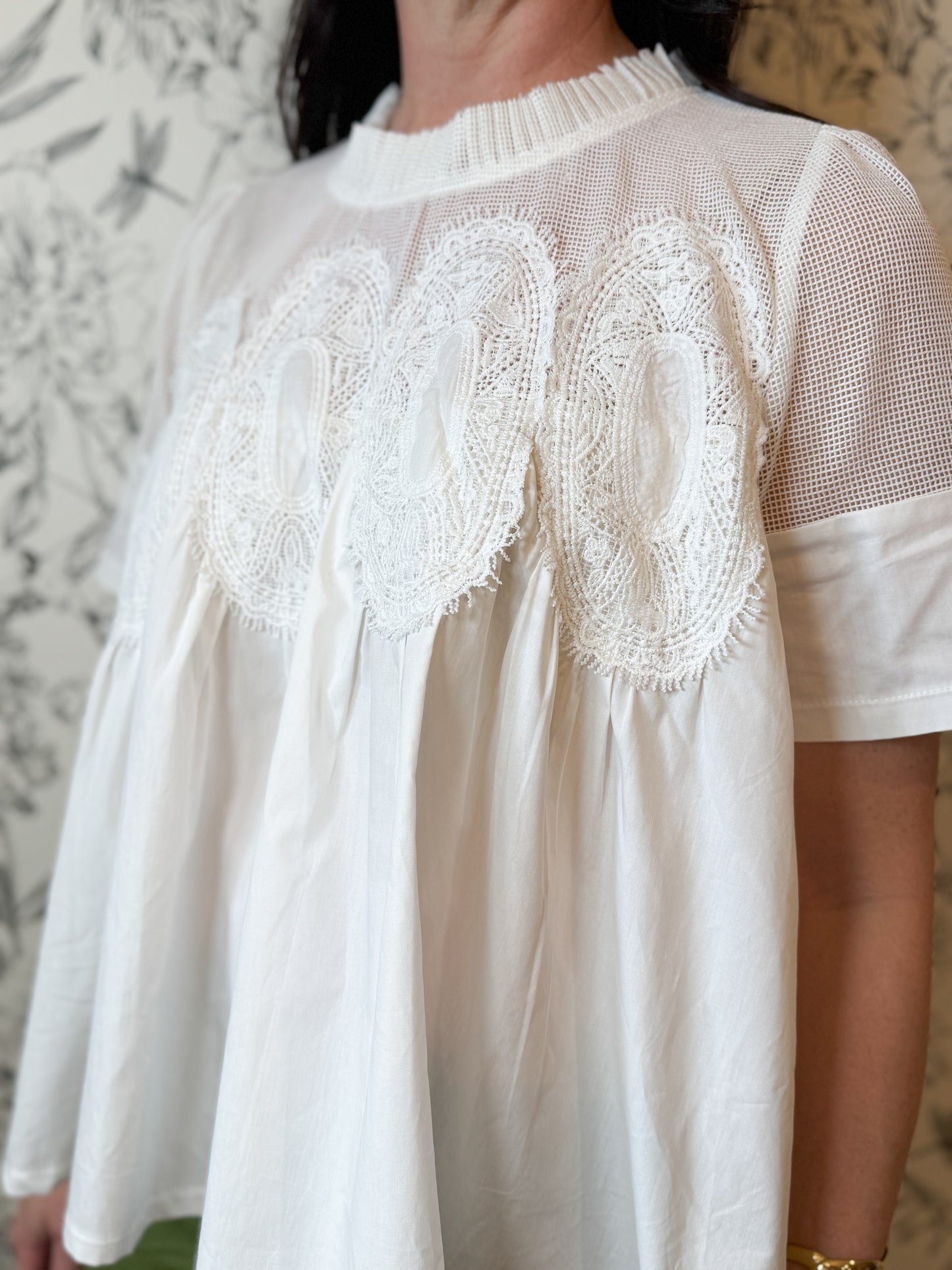 Sheer Delight Mesh Applique Top