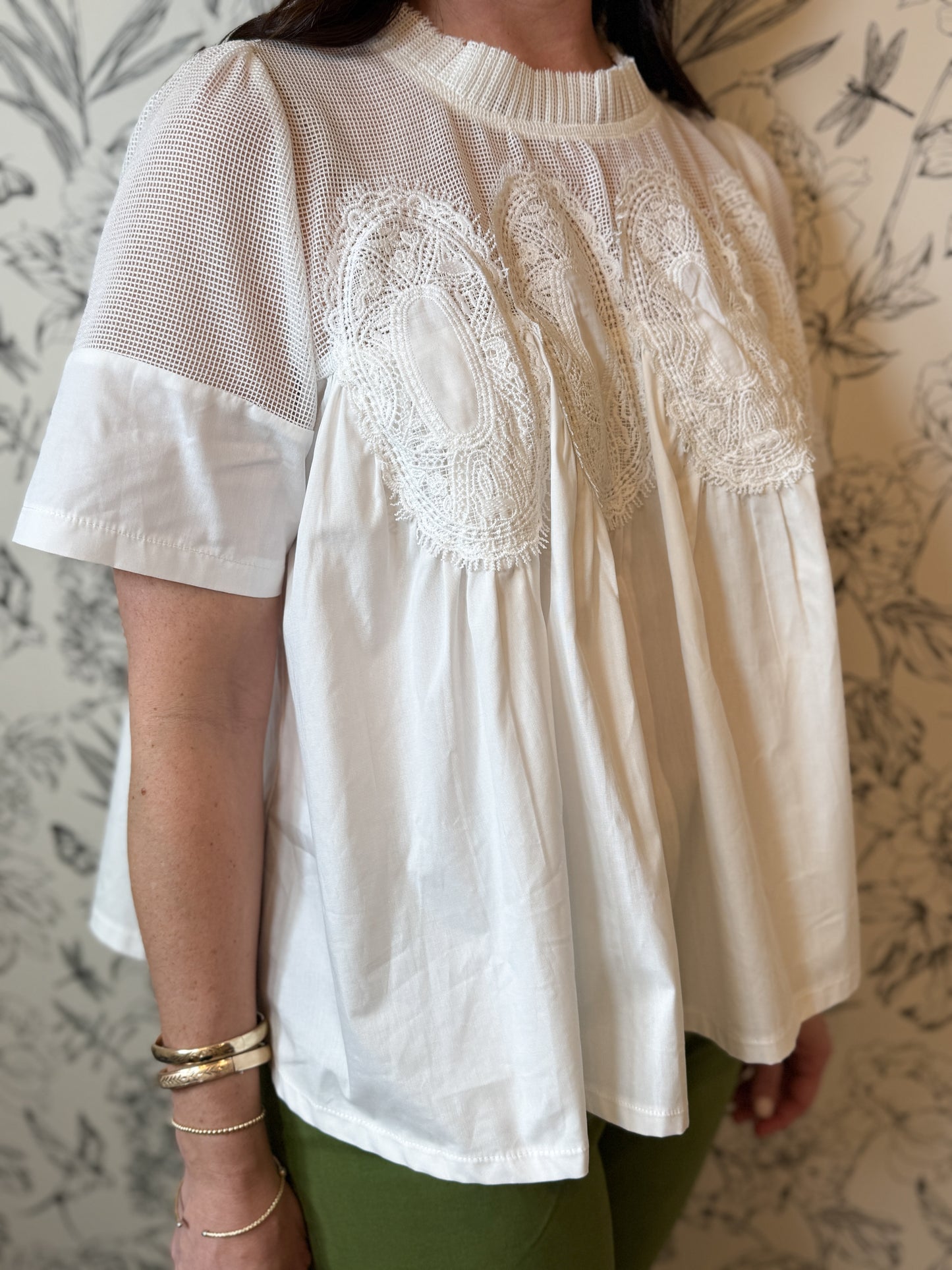 Sheer Delight Mesh Applique Top