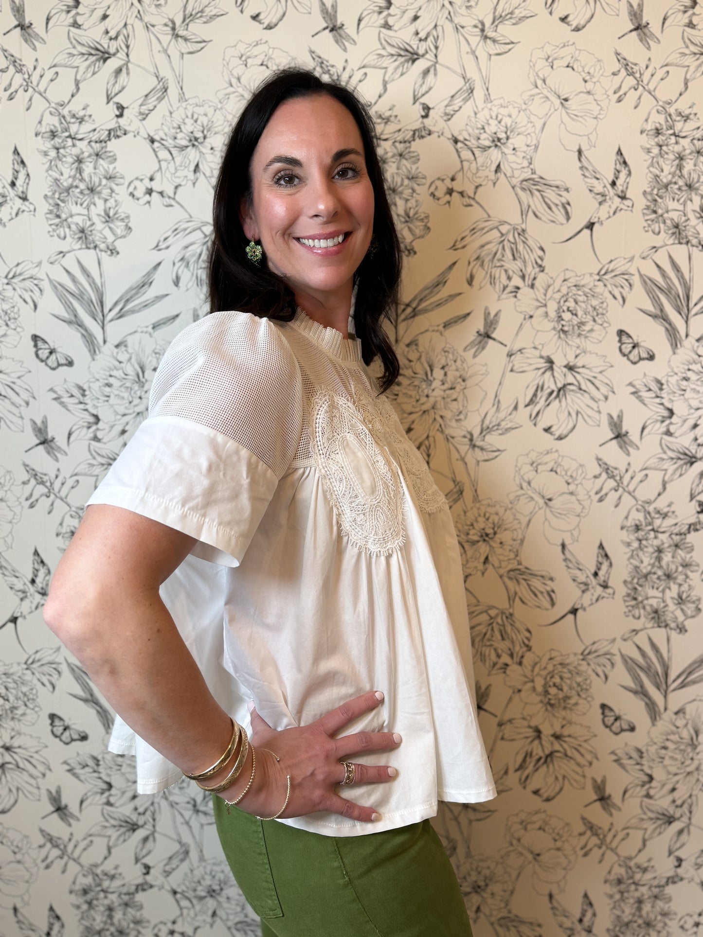 Sheer Delight Mesh Applique Top