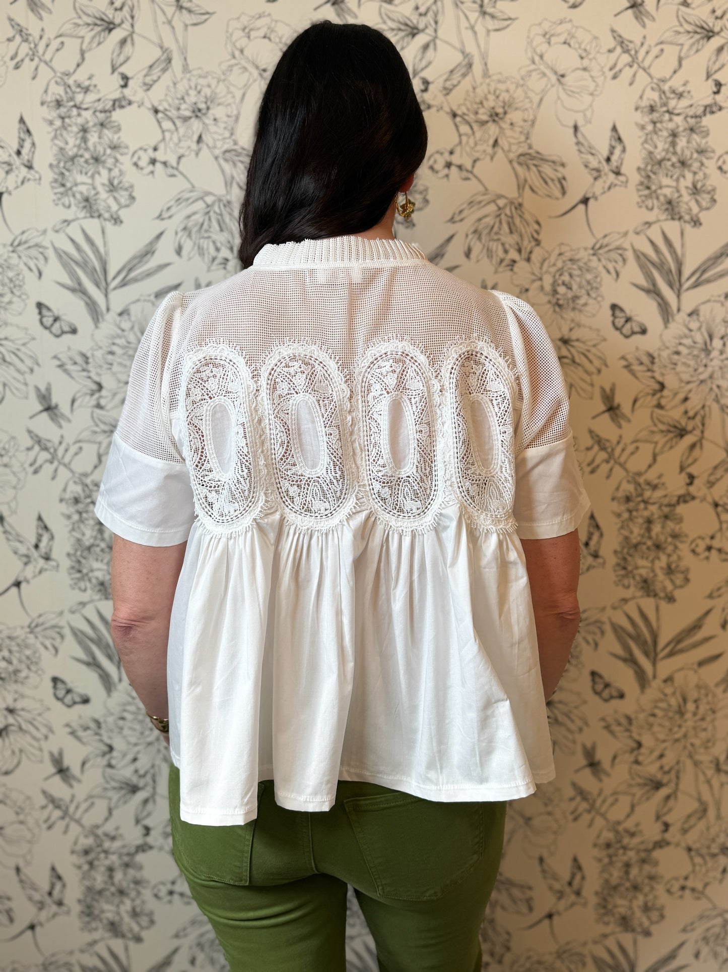 Sheer Delight Mesh Applique Top