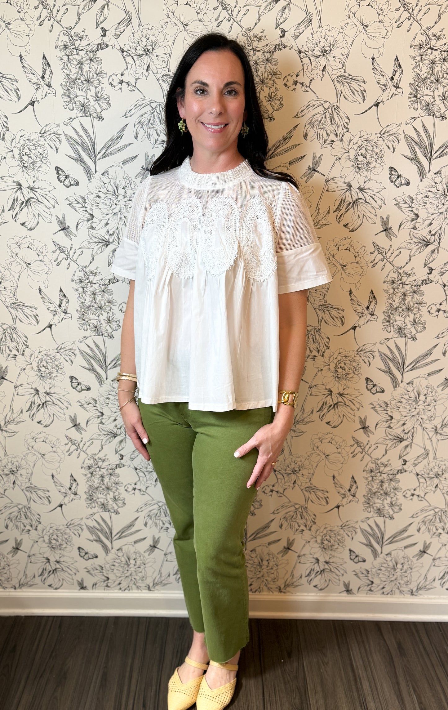 Sheer Delight Mesh Applique Top