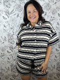 Monoco Black & Ivory Striped Button Up Z SUPPLY