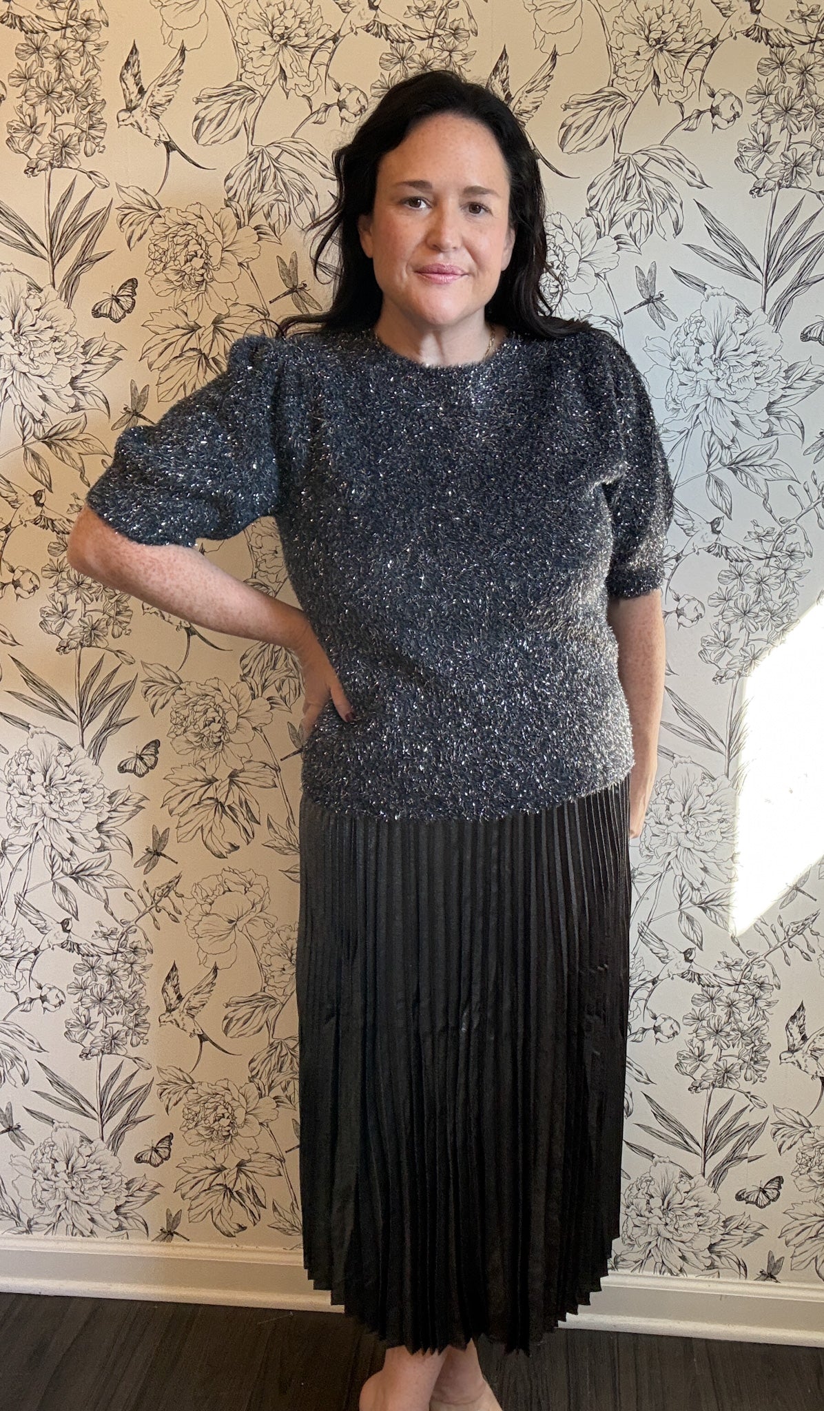 The Nina Metallic Pleated Midi - Best & Co. Boutique