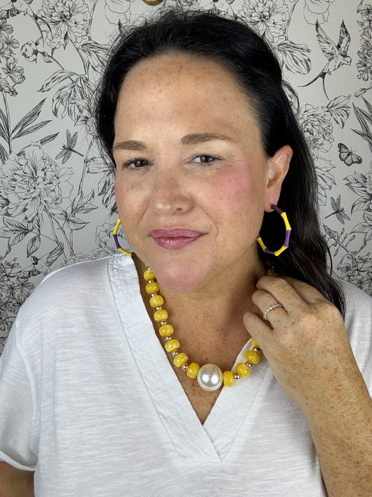 purple and gold game day jewelry