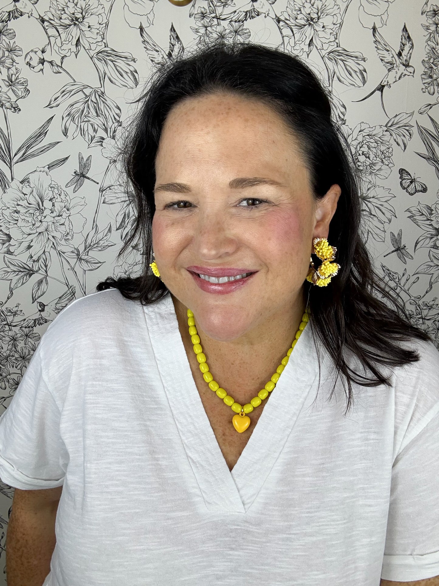 Yellow Beaded Necklace | Heart