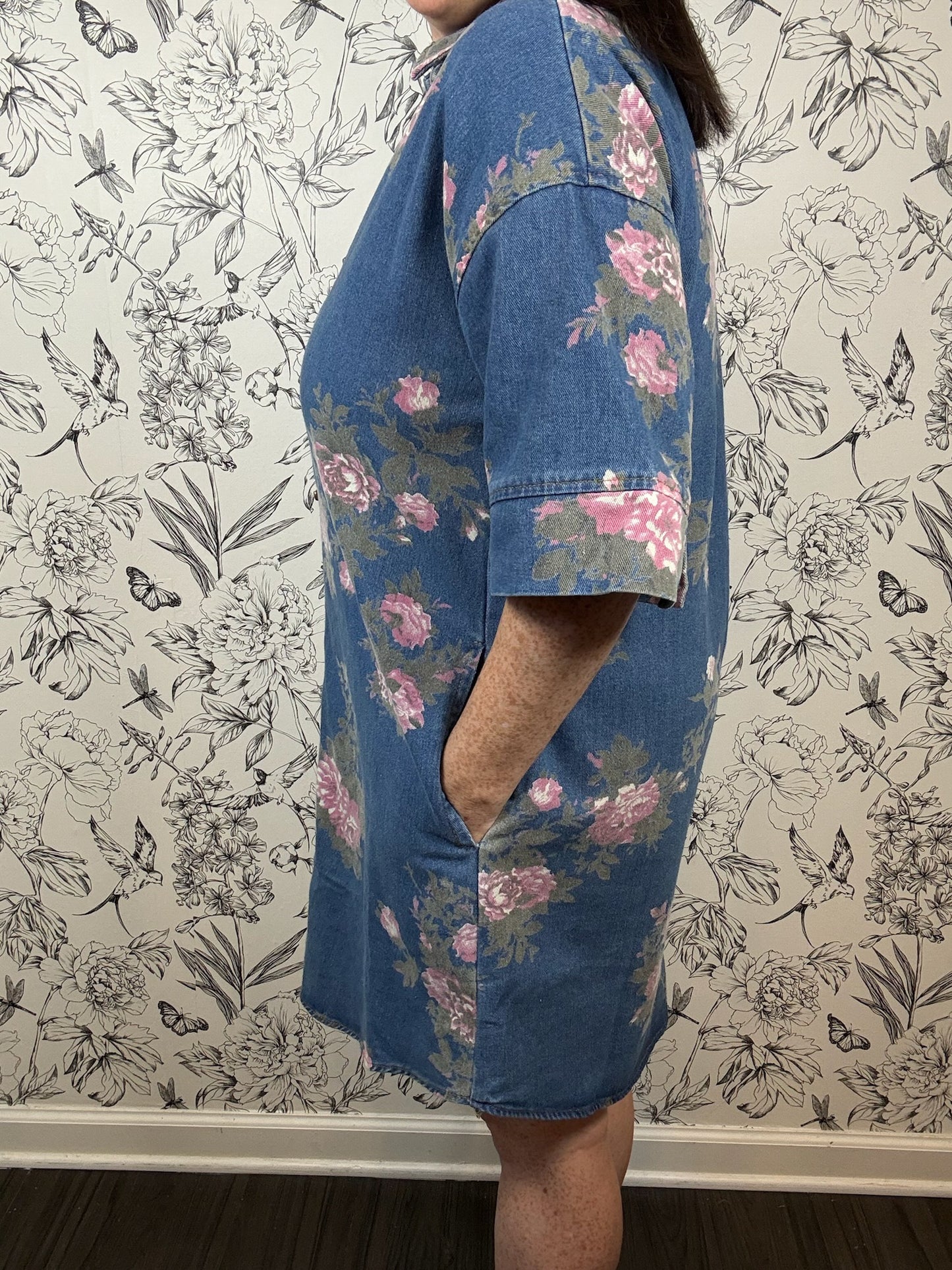 Wildflower Denim Dress - Best & Co. Boutique