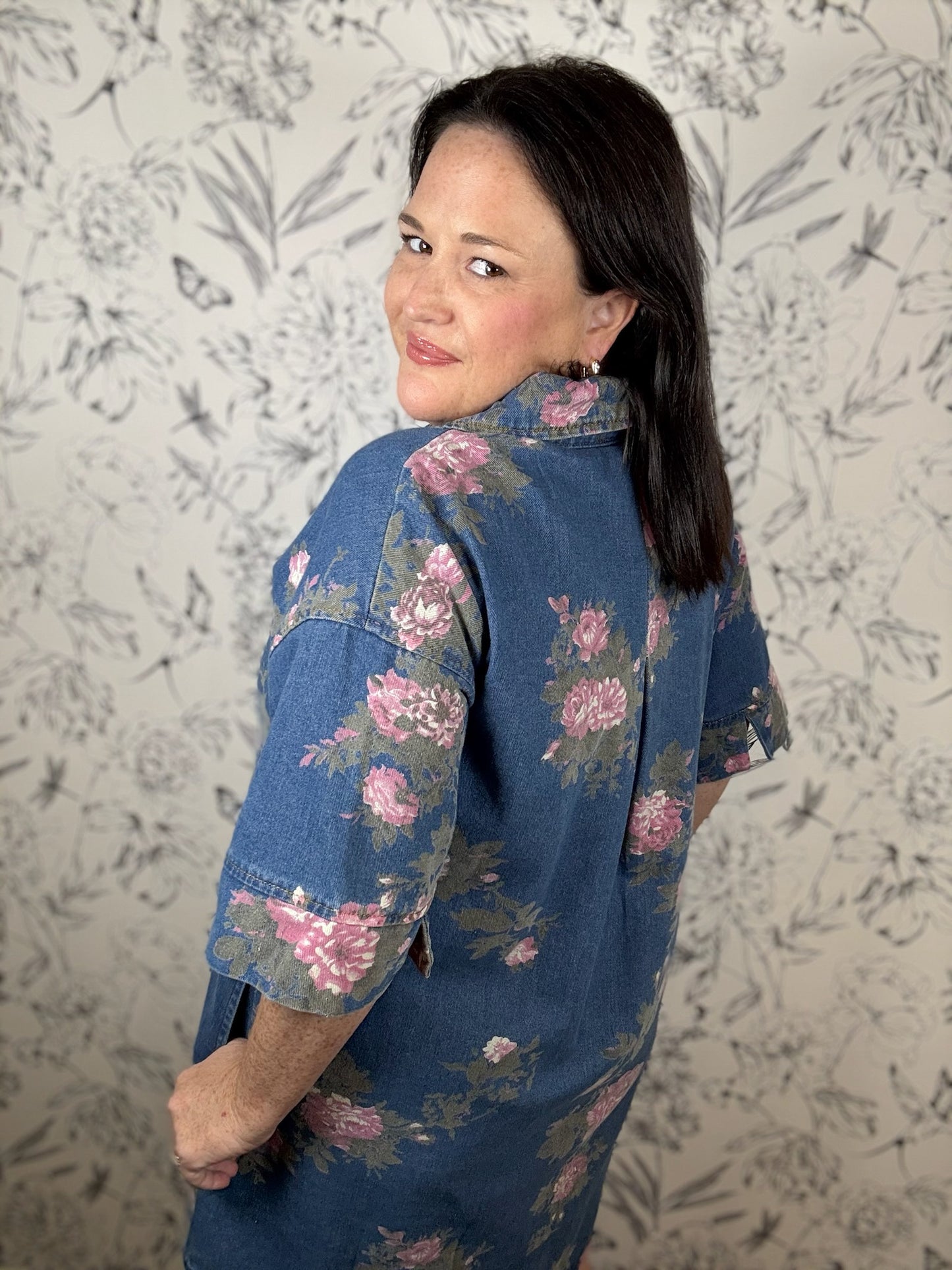Wildflower Denim Dress - Best & Co. Boutique