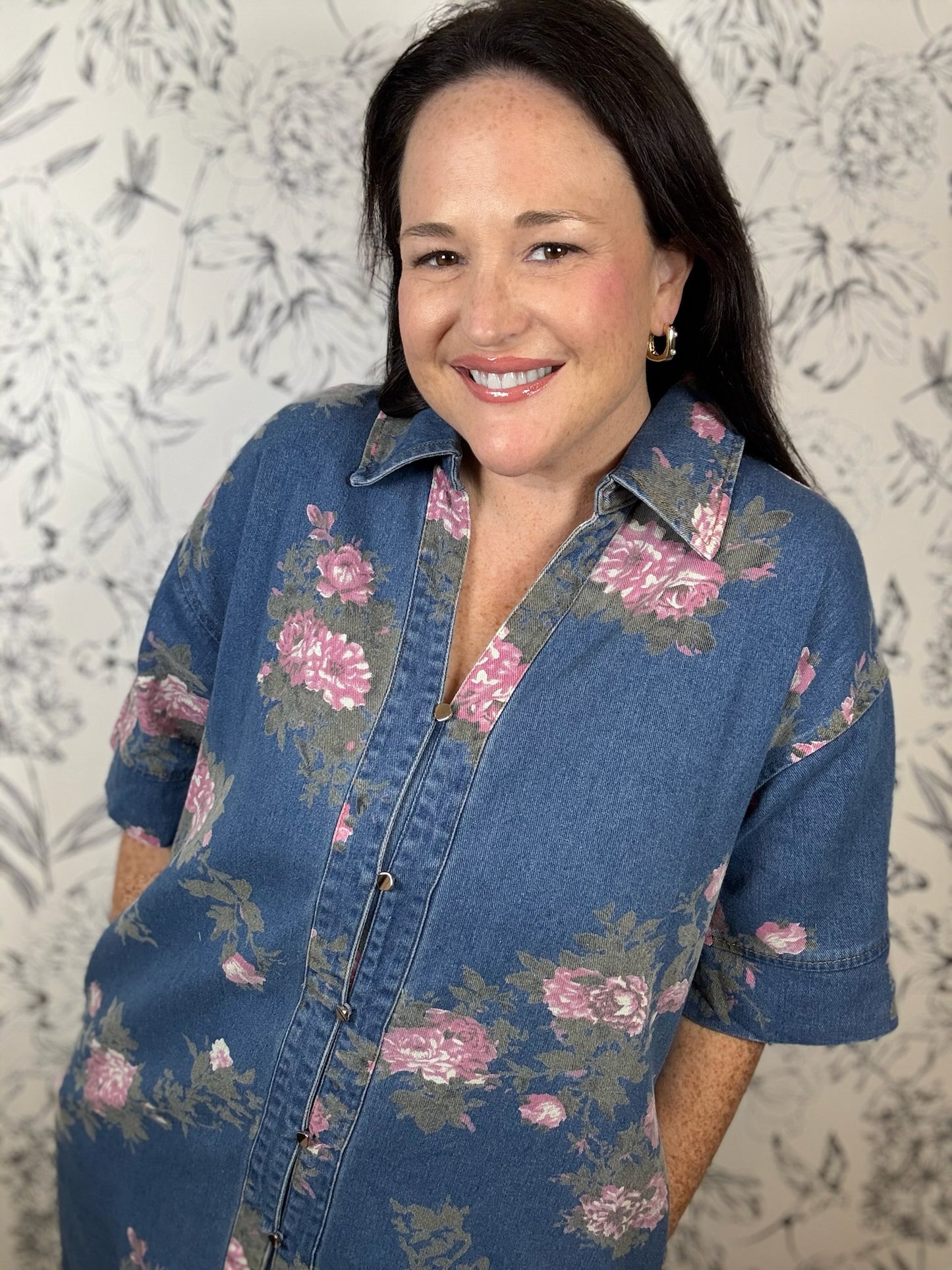 Wildflower Denim Dress - Best & Co. Boutique