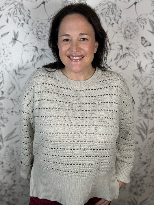 oatmeal crochet sweater six fifty
