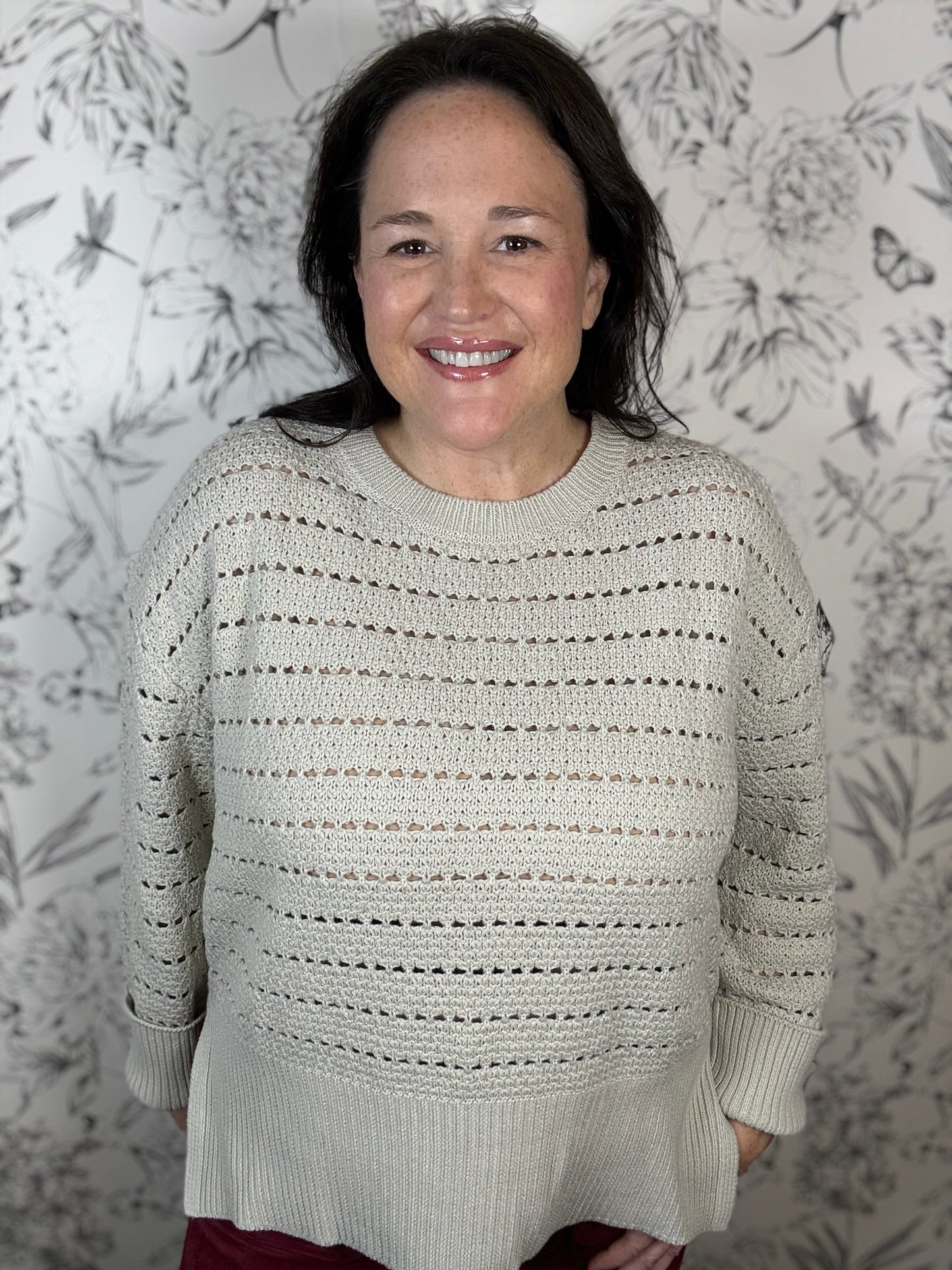oatmeal crochet sweater six fifty