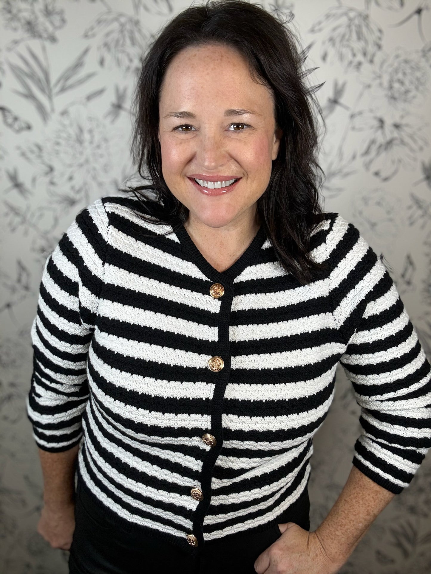 black and white stripe cardigan six fifty