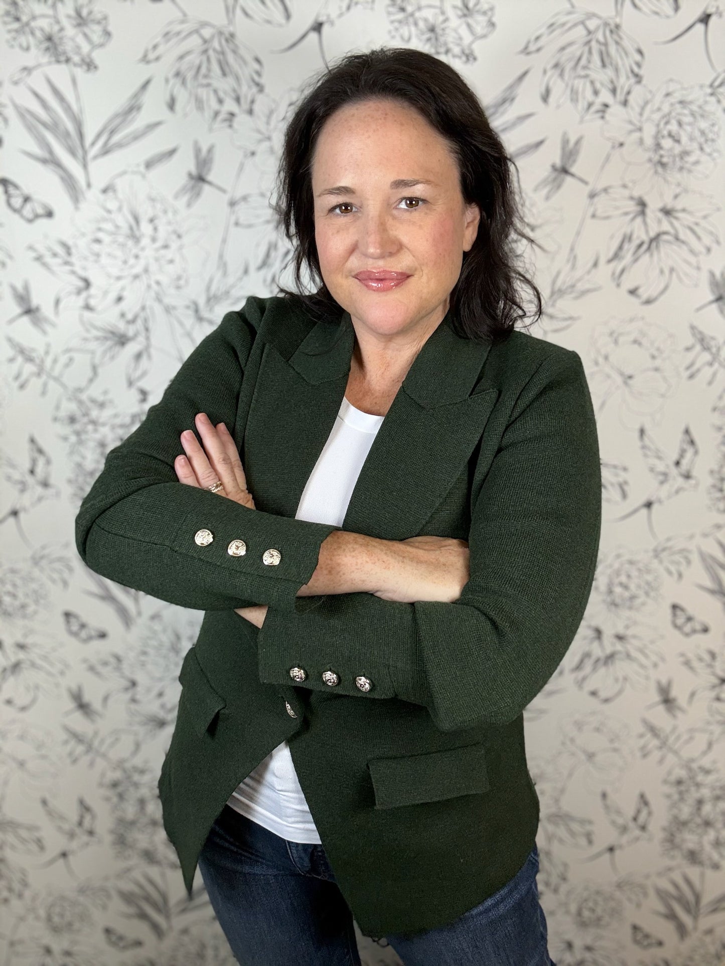 Hillary Olive Knit Blazer