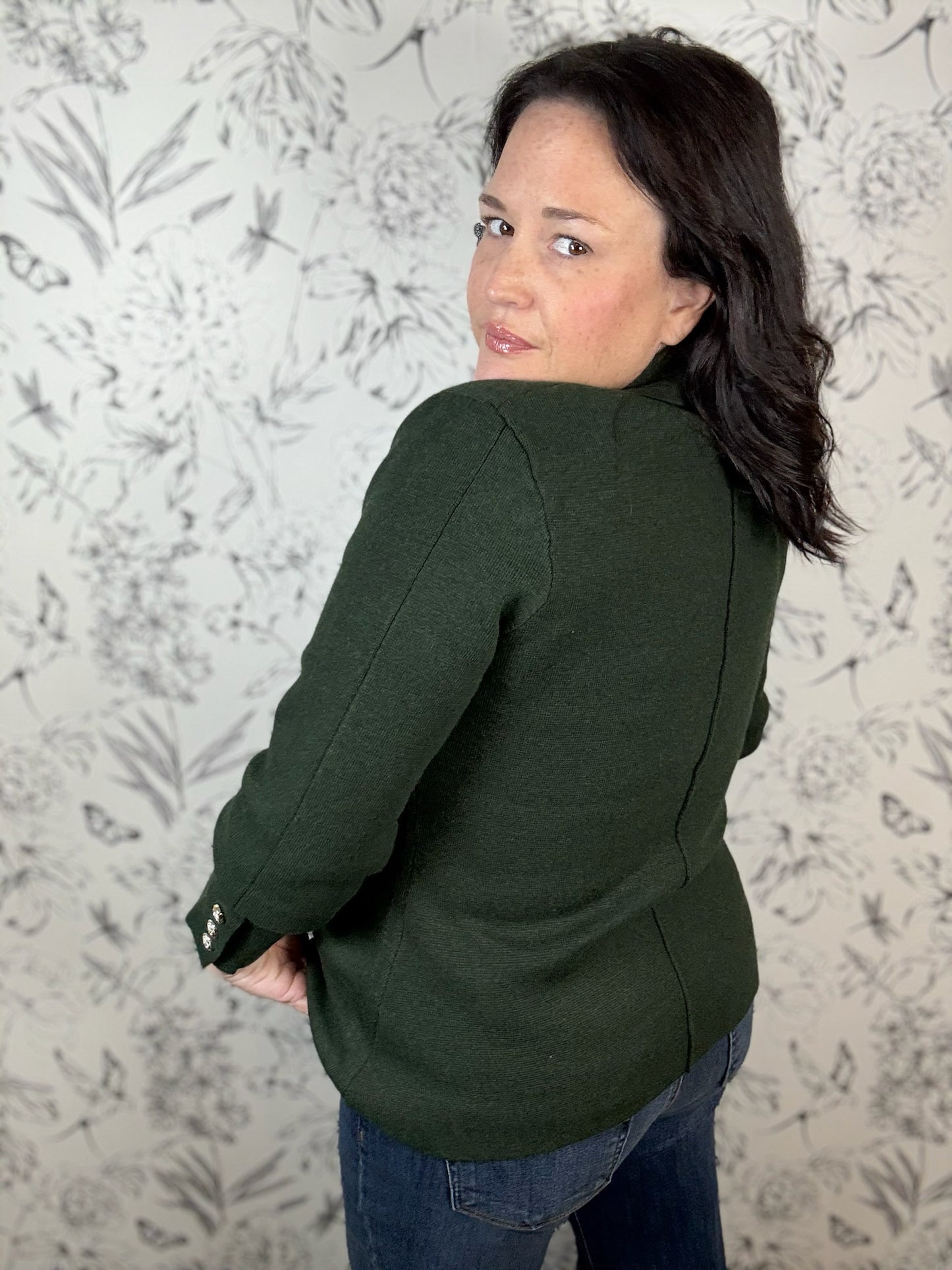 Hillary Olive Knit Blazer