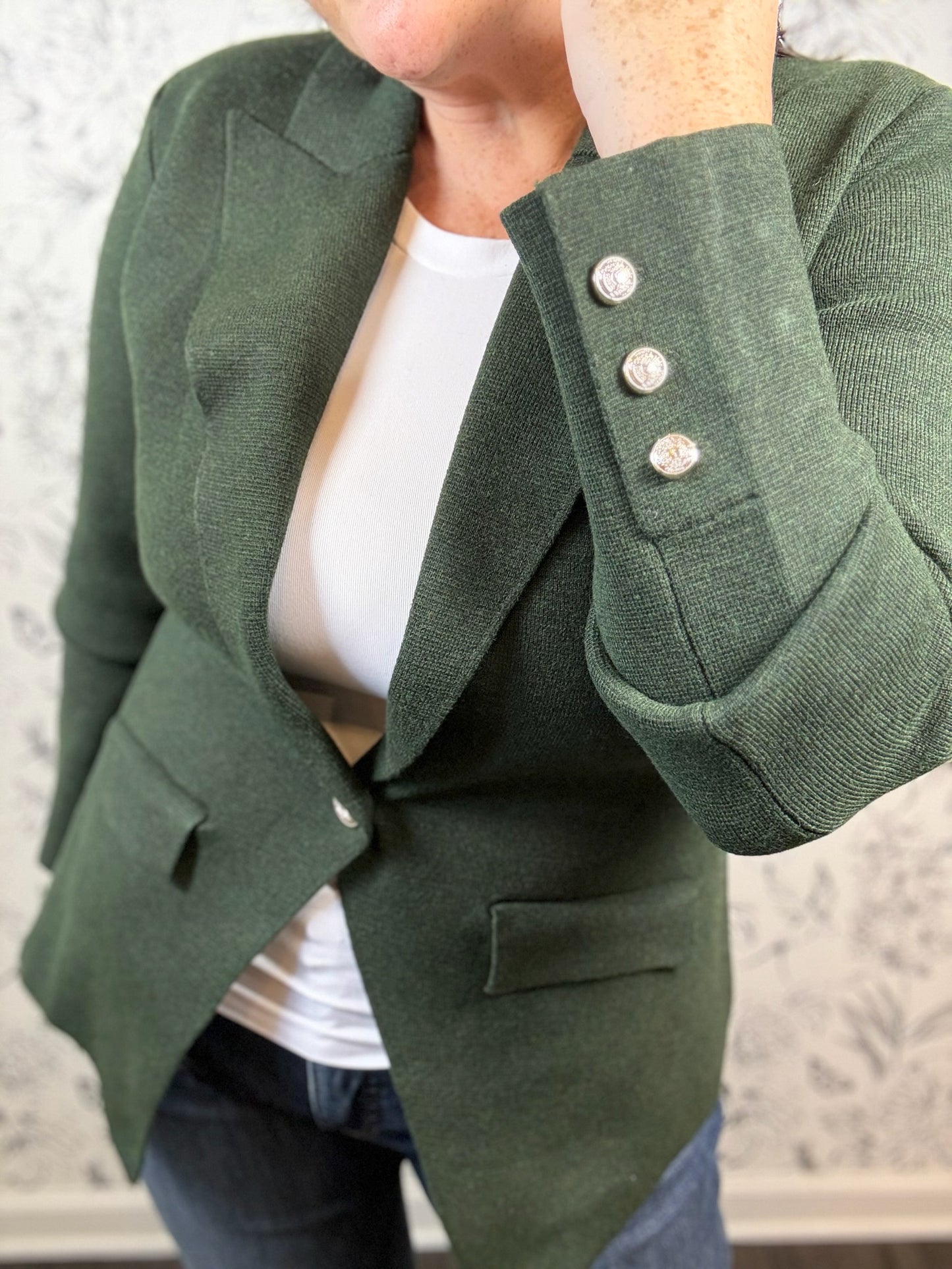 Hillary Olive Knit Blazer