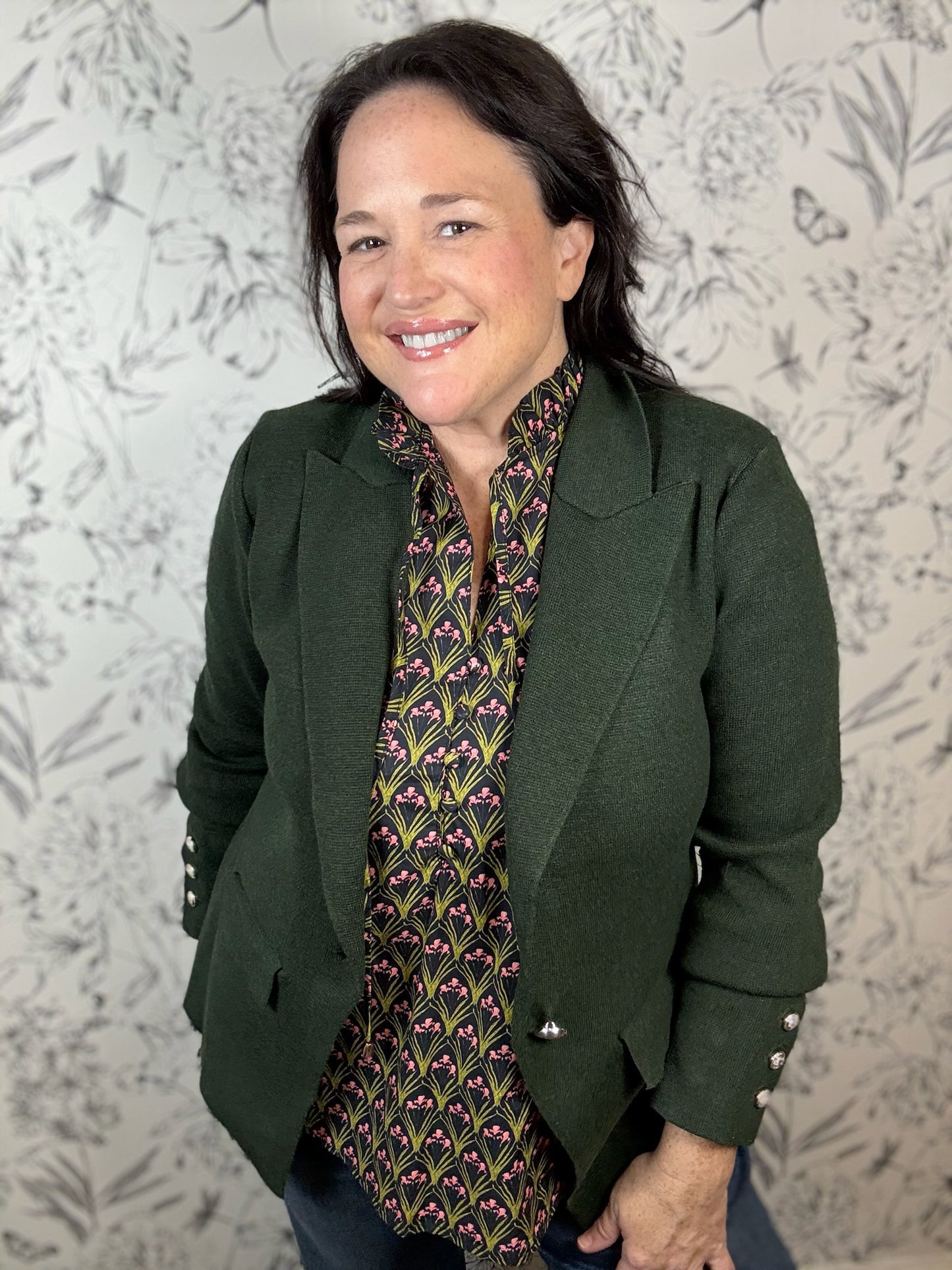 Hillary Olive Knit Blazer