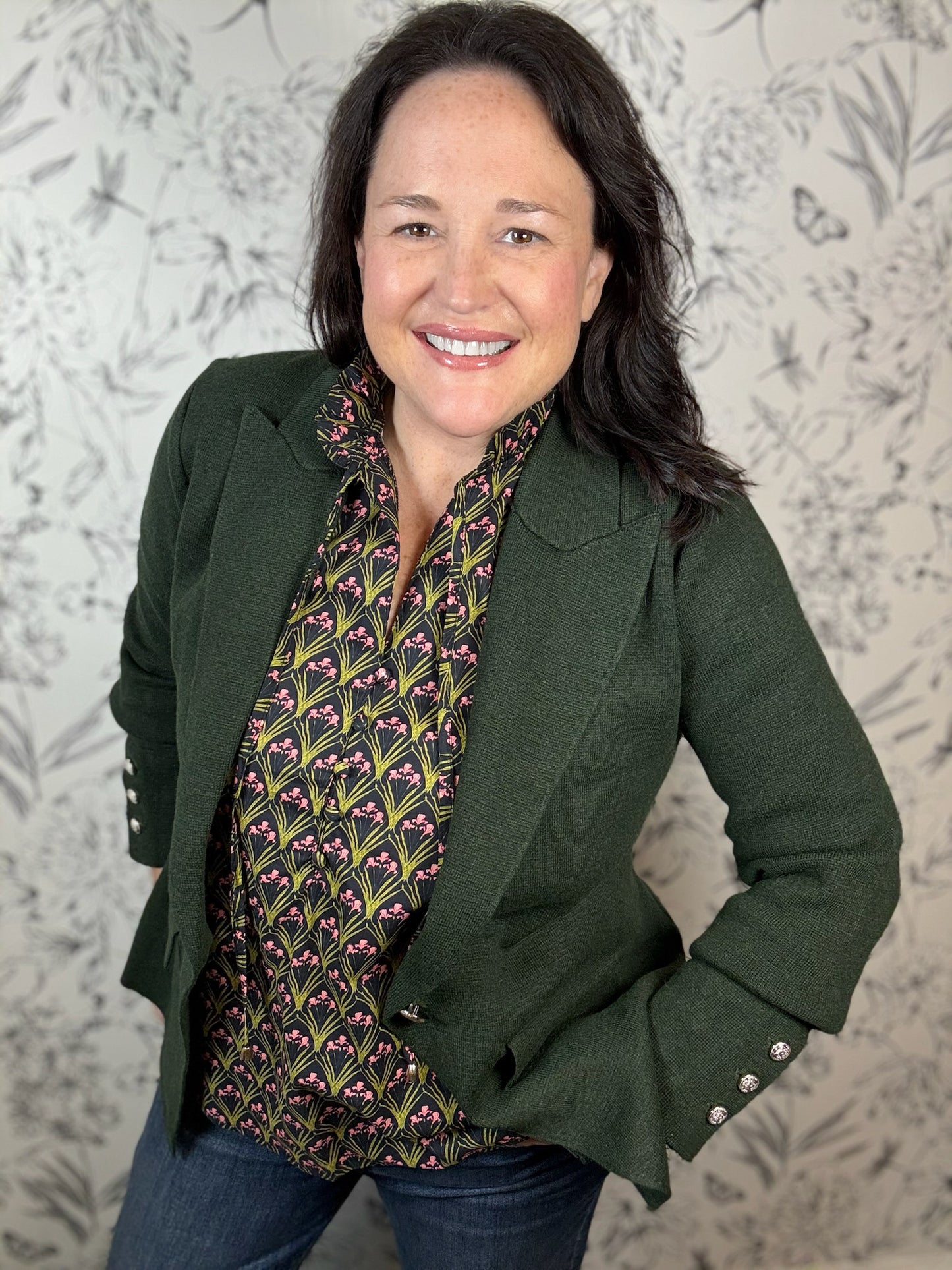 Hillary Olive Knit Blazer