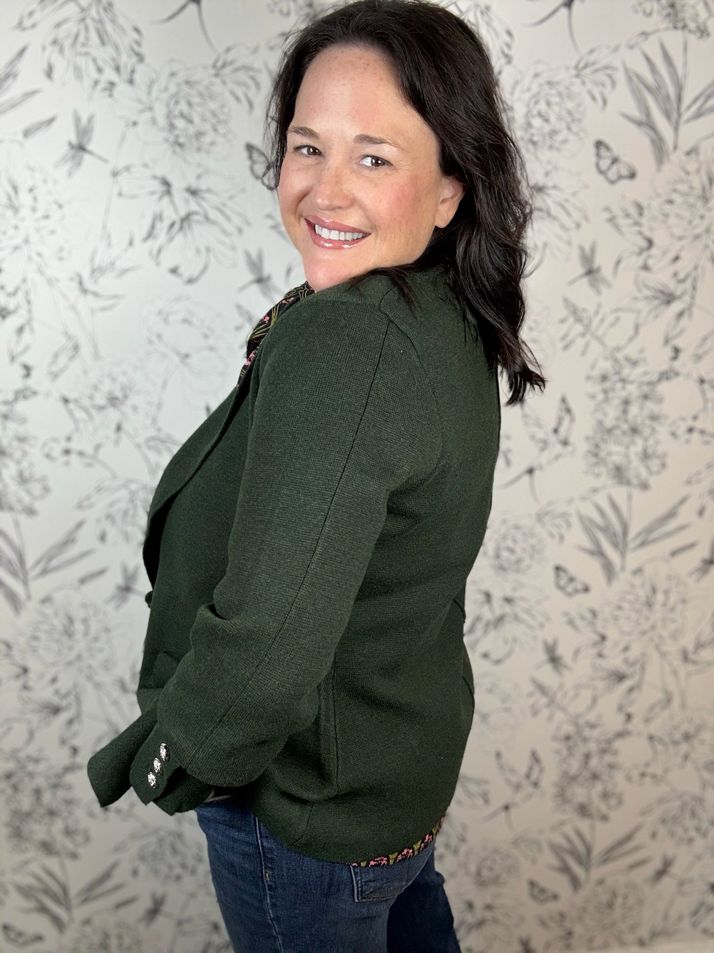 Hillary Olive Knit Blazer
