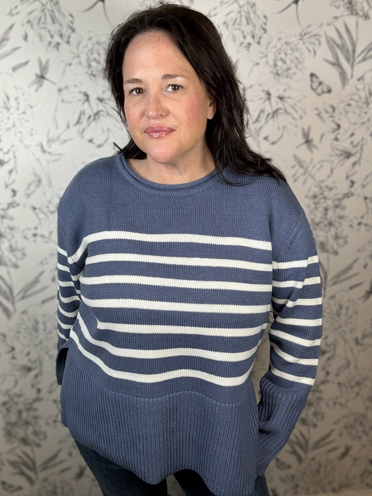 Geralyn Striped Crew Neck Sweater