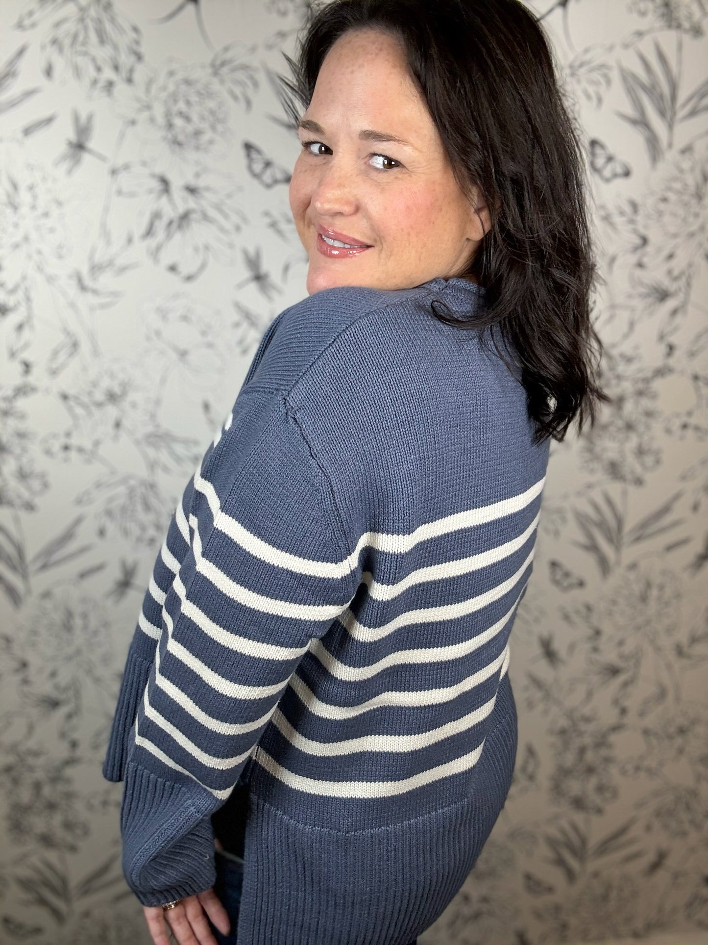 Geralyn Striped Crew Neck Sweater