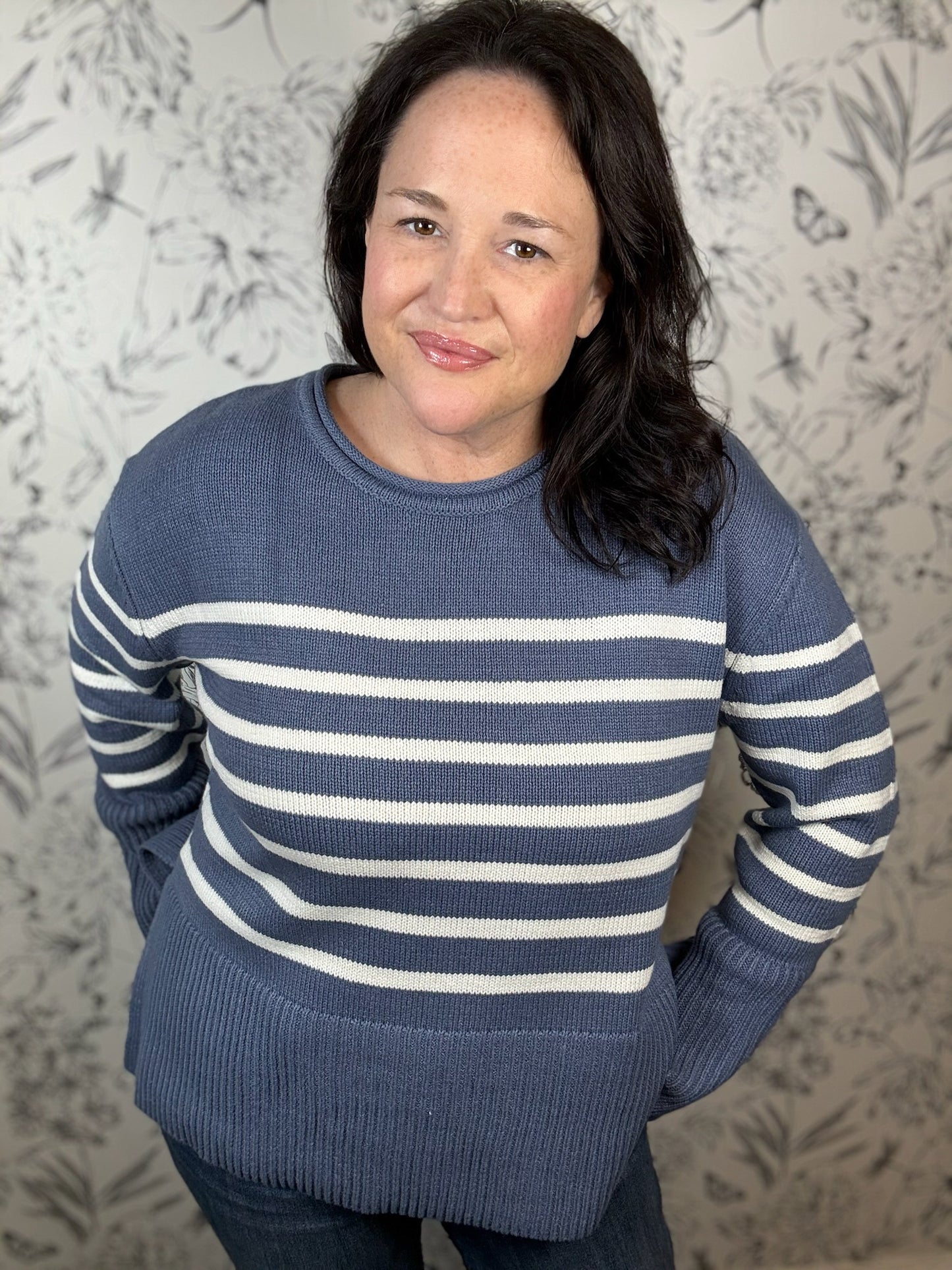 Geralyn Striped Crew Neck Sweater
