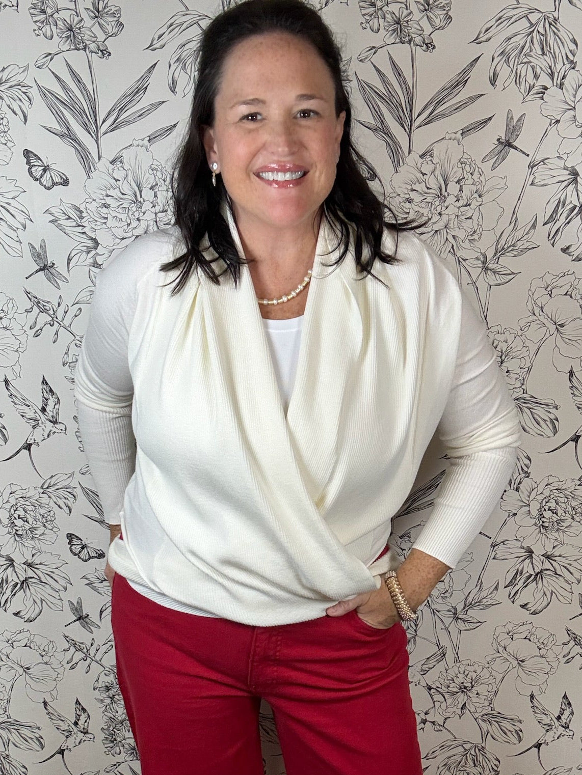 ivory criss cross cardigan, ELLIE, SIX/FIFTY