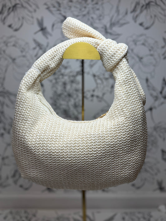 Penny Straw Knot Clutch/Tote, Ivory, Urban Expressions