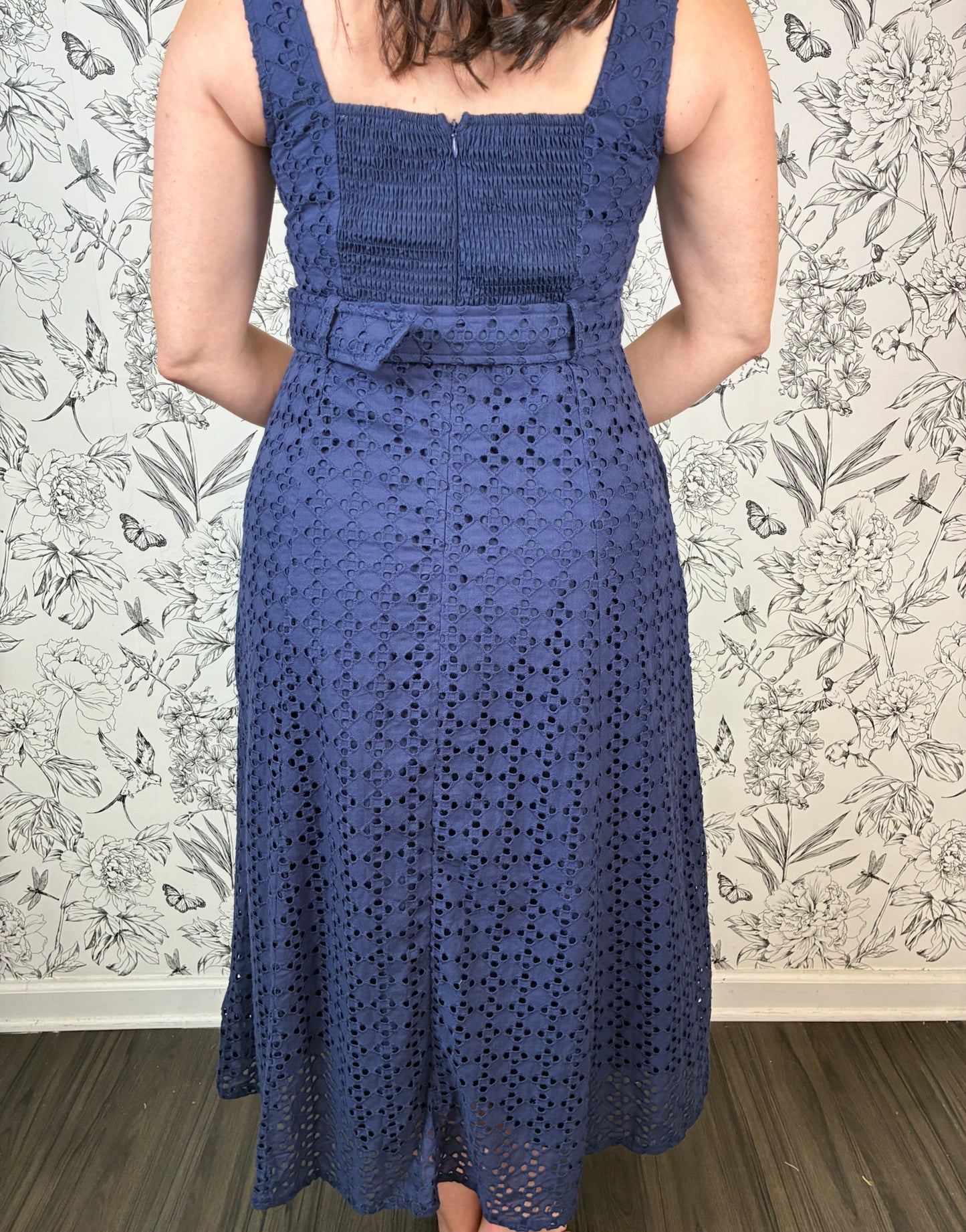 Harbor Navy Belted Midi Dress
