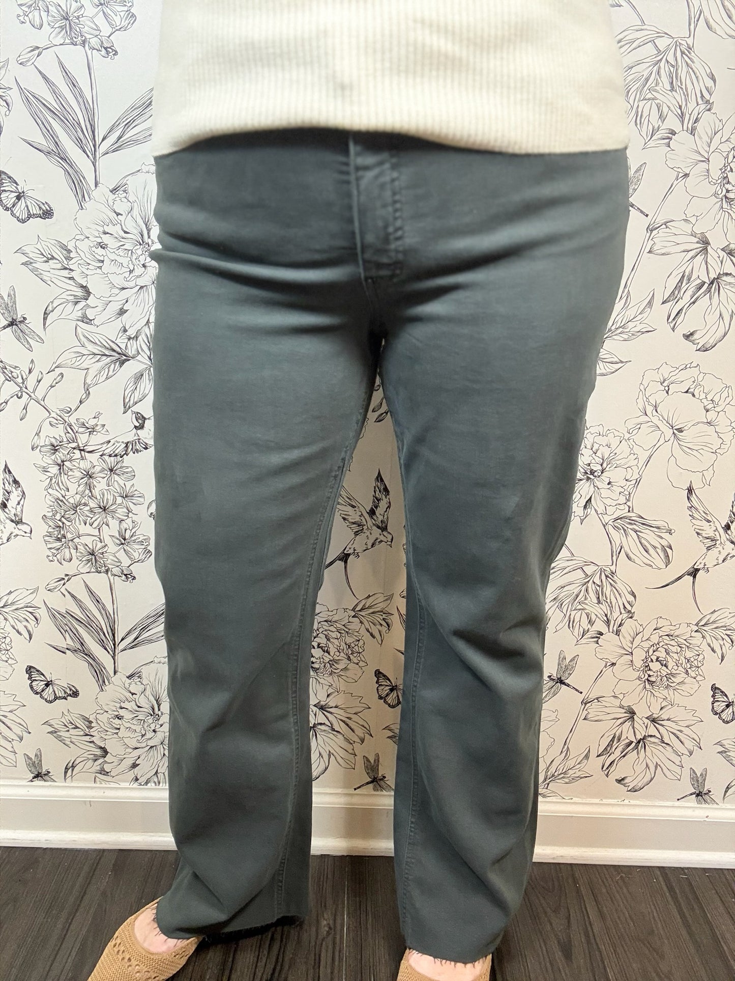 Kelsey Pewter Green Ankle Flare - Best & Co. Boutique