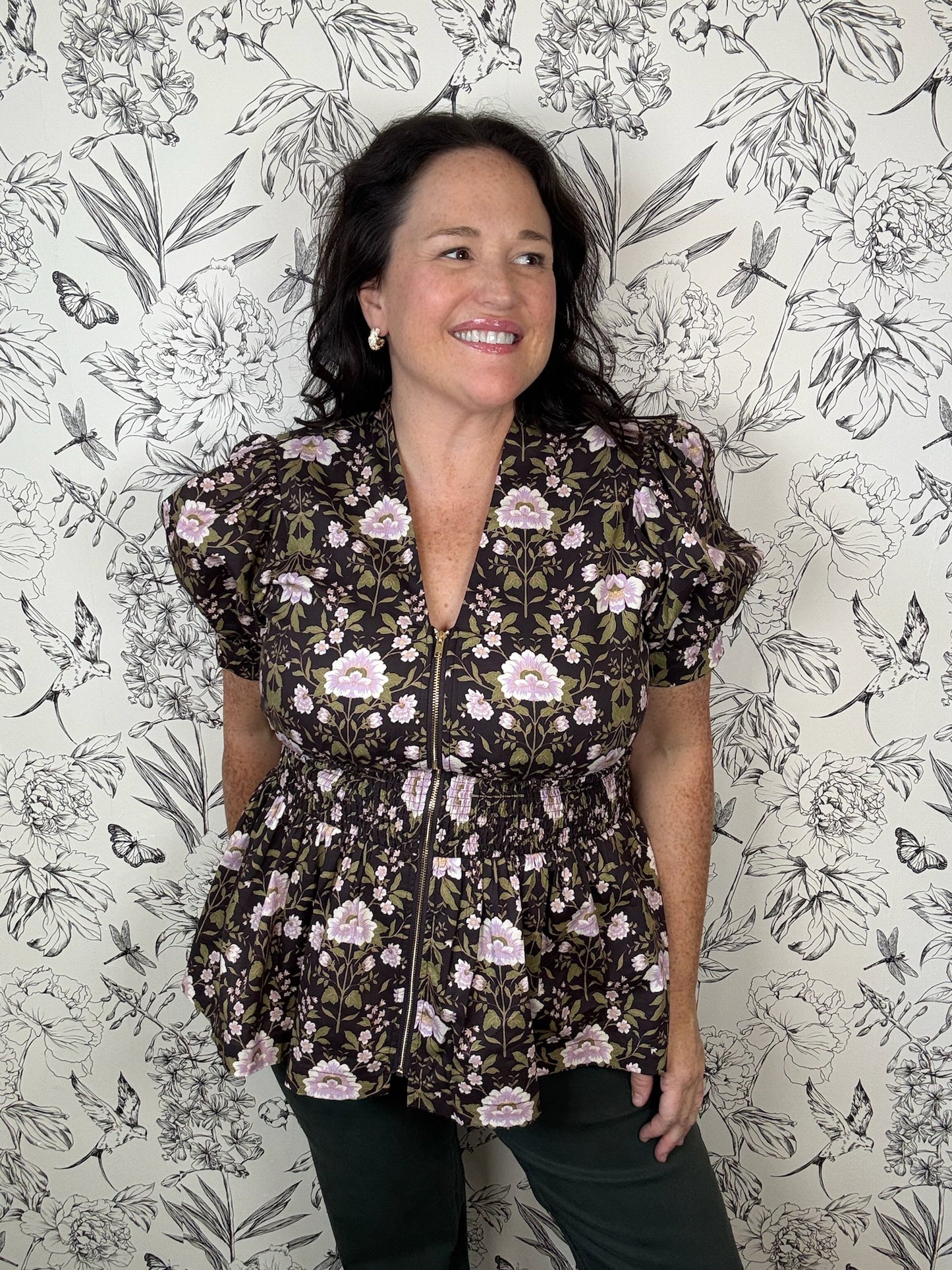 Nightshade Zip Peplum Blouse