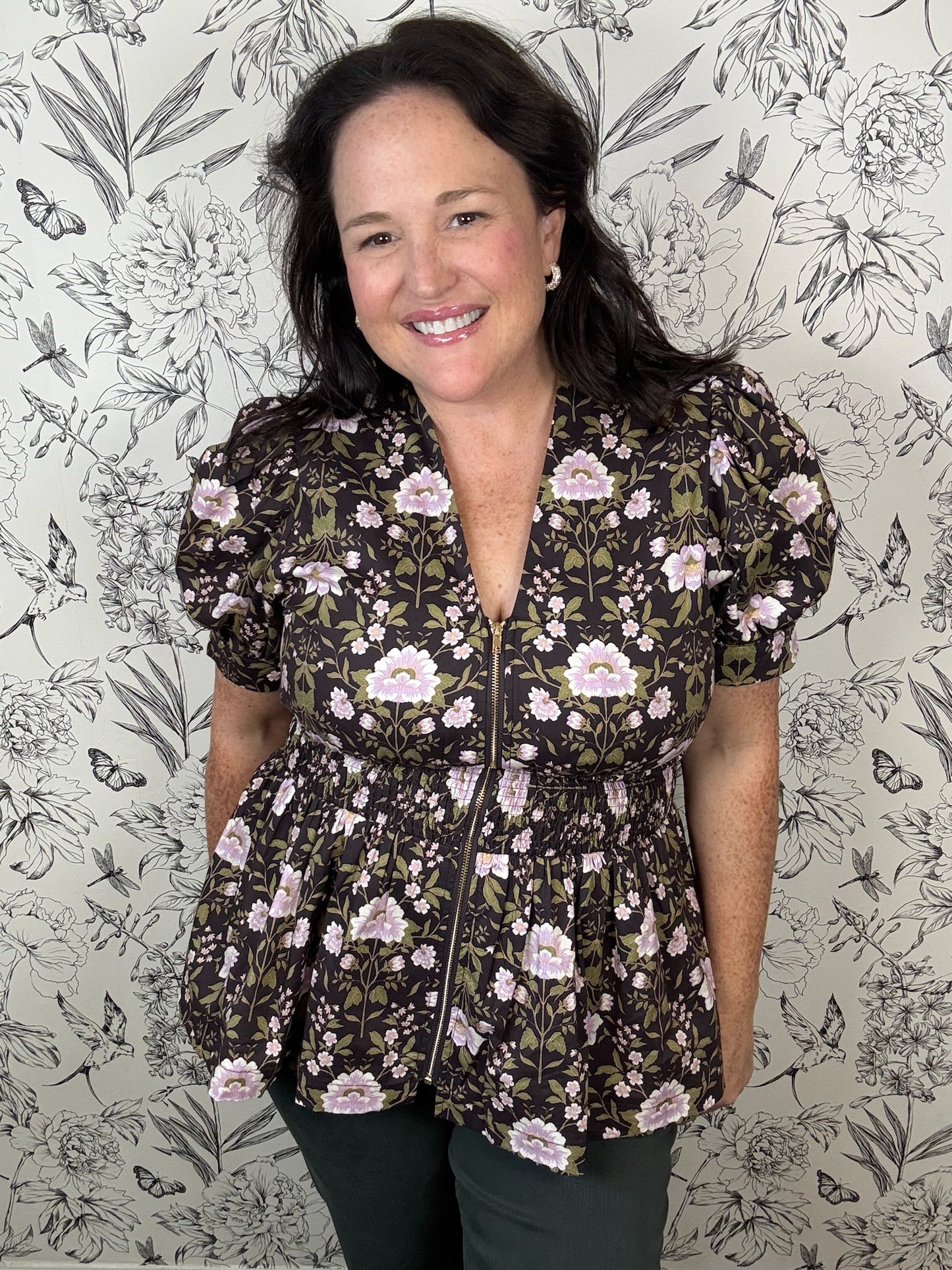 Nightshade Zip Peplum Blouse