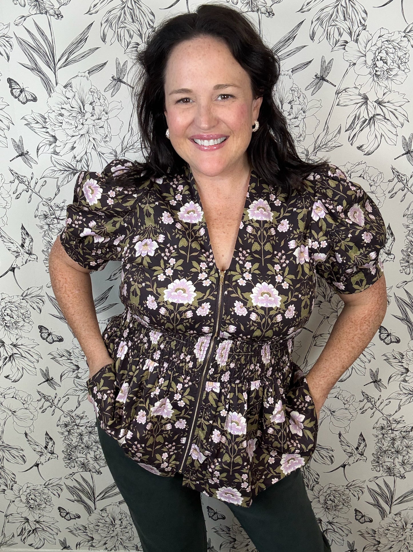 Nightshade Zip Peplum Blouse