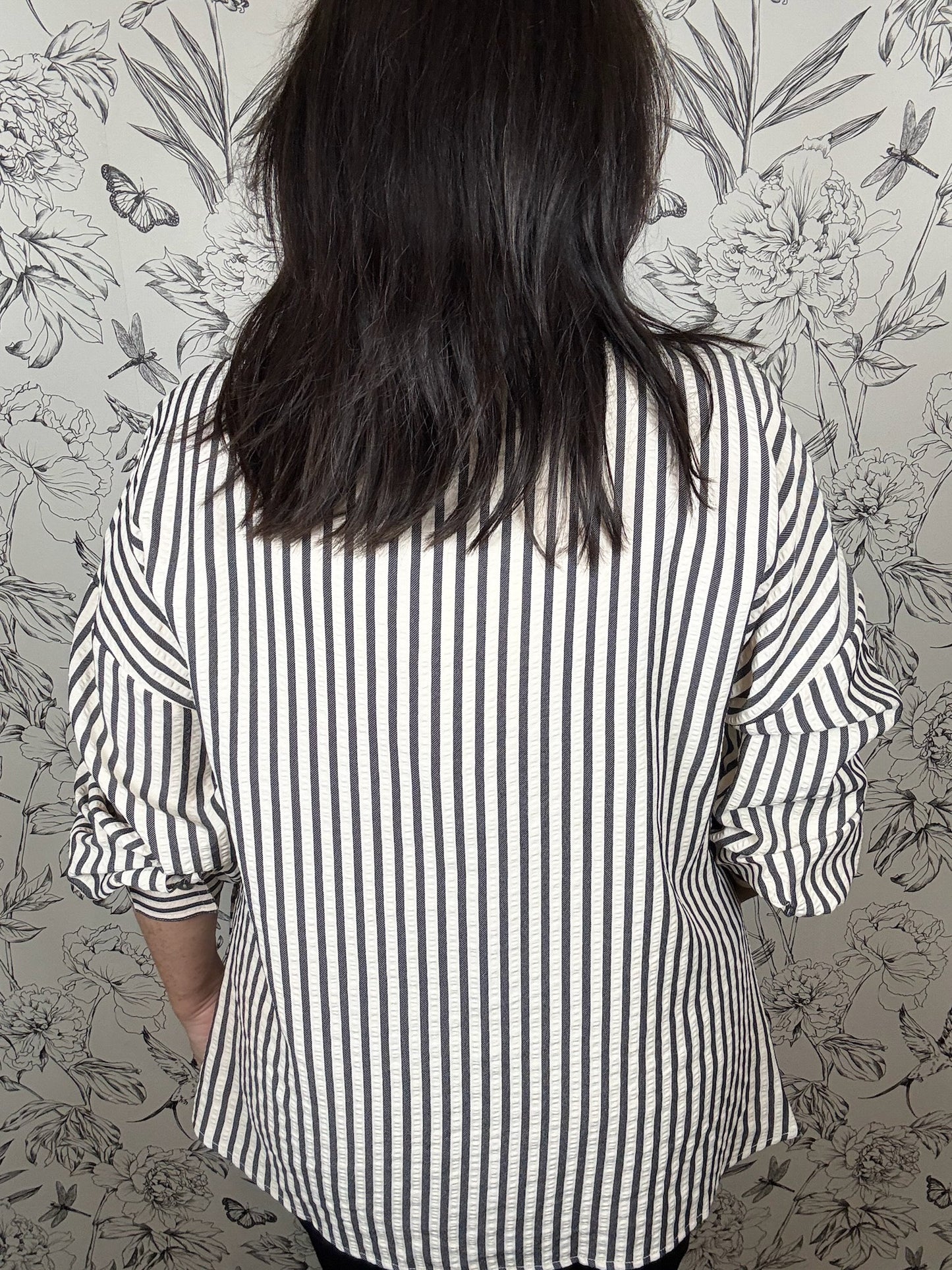 Everyday Edge Stripe Tie Blouse