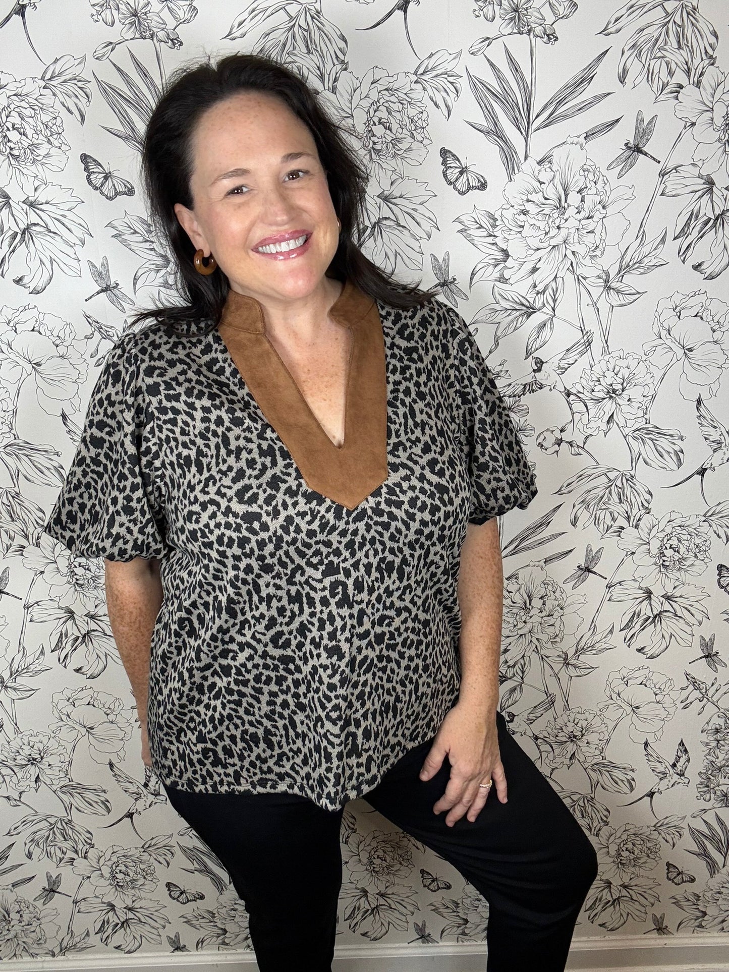 Savanna Leopard and Leather Top