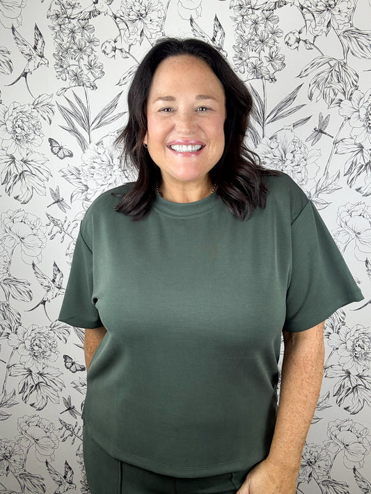 olive green modal Tee Elle Grey