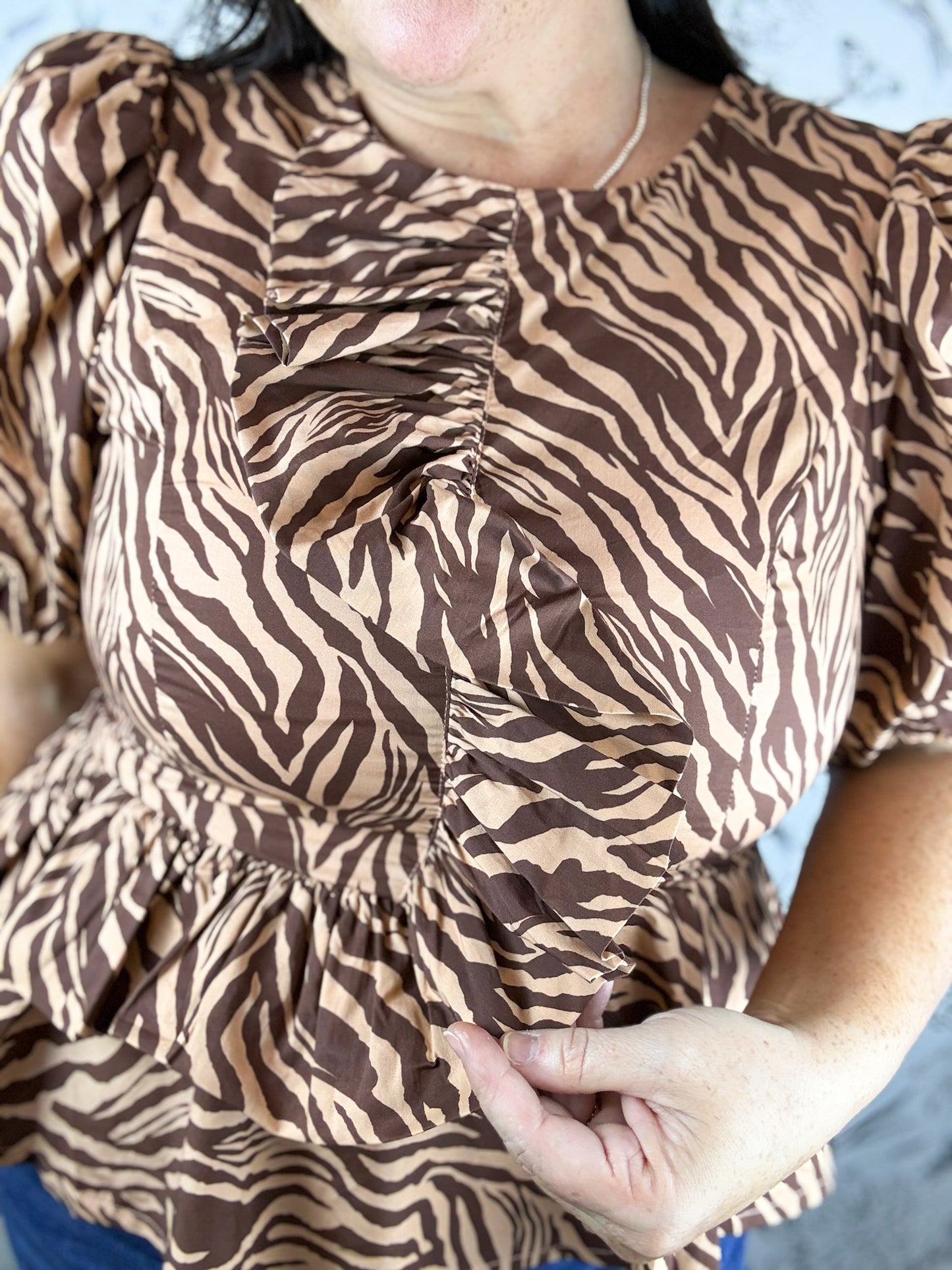 Wild Side Tiger Peplum Blouse