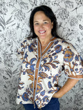 brown/blue/floral blouse ENTRO CURVY